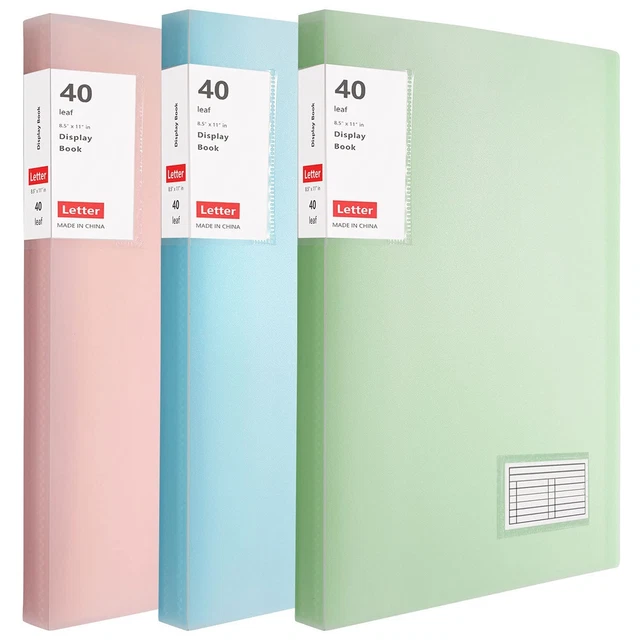 Binder with Plastic Sleeves 8.5x11&quote; 3 Pack , 40-Pocket Bound Presentati...