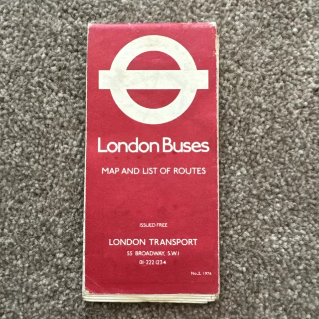 London Transport Buses Map & List Of Routes 1976 No 2