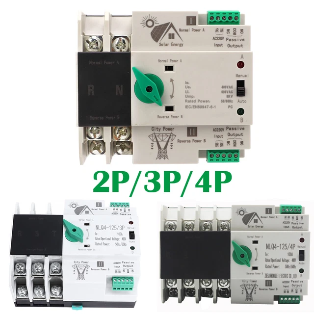 AC 400V 100A 2/3/4P Automatic Transfer Switch Electrical Selector ...