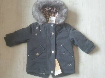 Baby Girls Next Coat Fur Hood Bnwt Rrp £33 Age 3-6 Months