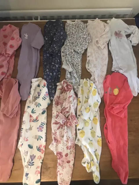 Baby Girl Sleepsuit Bundle 0-3 Months