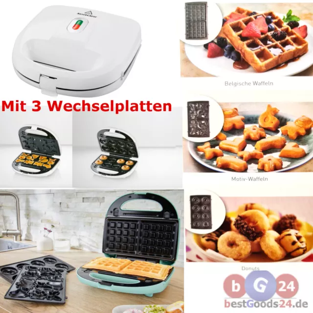 Waffeleisen 3 in 1 KITCHEN TOOLS Waffel Automat Wechselplatten Donuts Maker Neu