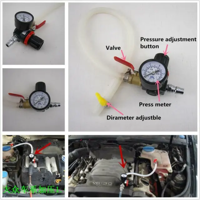 Universal Car Radiator Leak Pressure Tester Water Tank Detector Checker Tool Kit