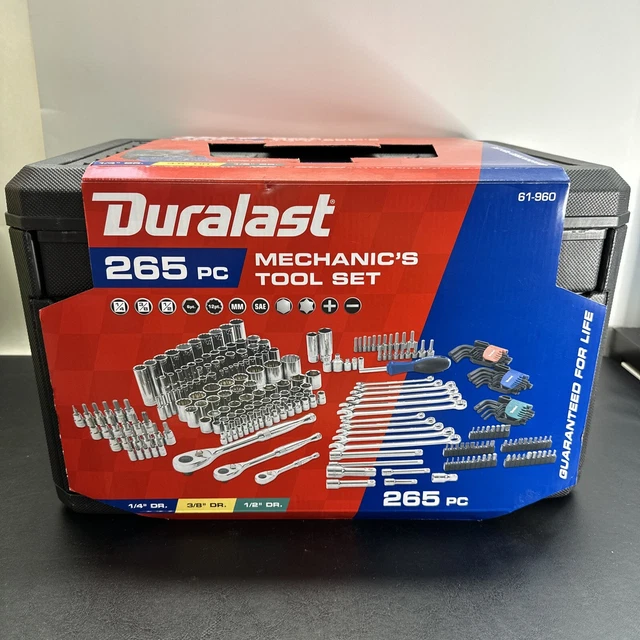 DURALAST 1/4IN, 3/8IN and 1/2in Drive Mechanics Tool Set 265 Piece