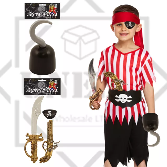 Boys Captain Hook Costume World Book Day Pirate Sailor Child