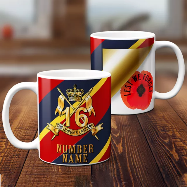 Personalised 16th 5th Lancers Mug British Military Queens Cup Remembrance TRM61