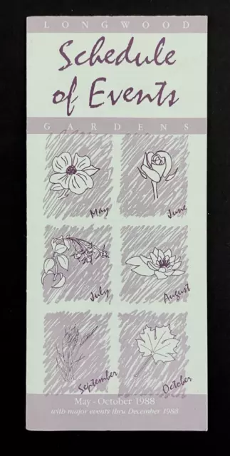 1988 Longwood Gardens Events Schedule Kennett Square PA Vintage Travel Brochure