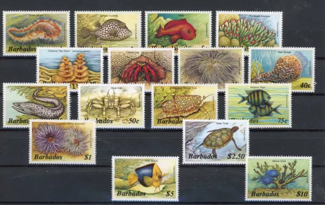 [G80.494] Barbados 1985 : Fauna Marine - Good Set Very Fine MNH Stamps - $70