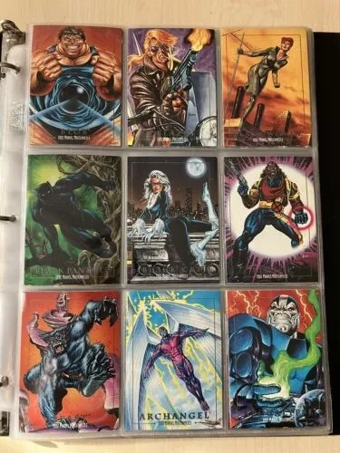 Marvel Masterpiece 100 Card complete set +Bonus Cards in Folder by Sky Box 1992 3