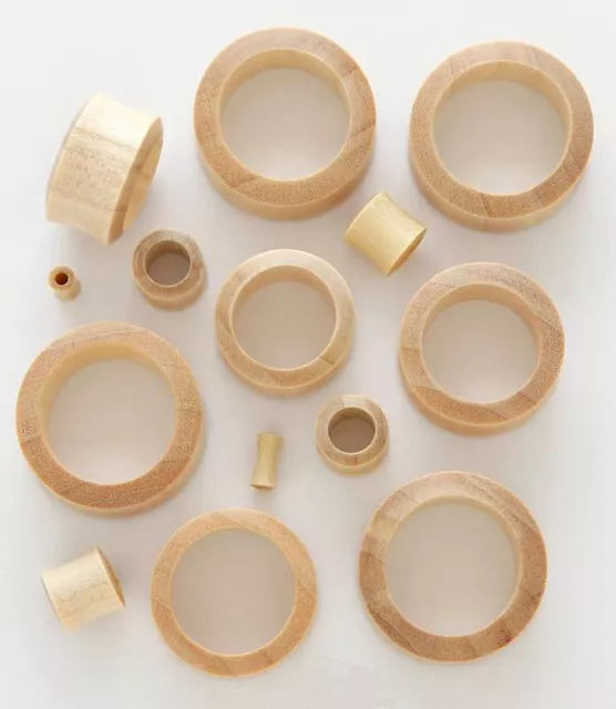 1 Pair (2) 26mm Blonde Crocodile Organic Solid Wood Tunnels Plugs Ear Gauges 645