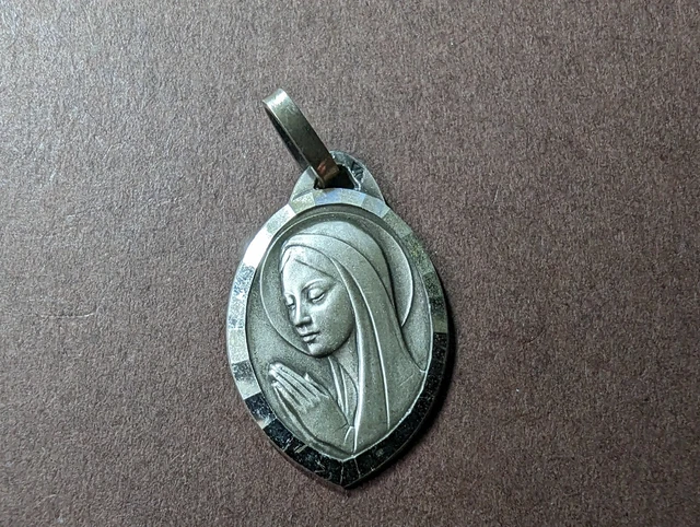 6508# JOLIE MÉDAILLE religieuse "Vierge Marie/ Notre Dame de Lourdes"/ Argent EUR 15,00