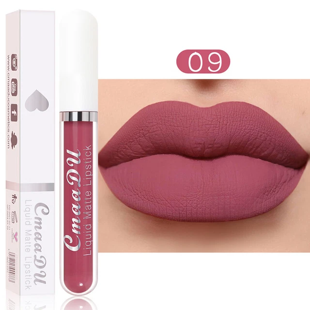 09 Lápiz labial líquido terciopelo mate de larga duración brillo labial resistente al agua maquillaje ~