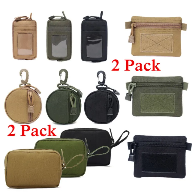 2 Pack Tactical Molle Pouch EDC Bags Wallet Key Holder Coin / Money Case Pack US