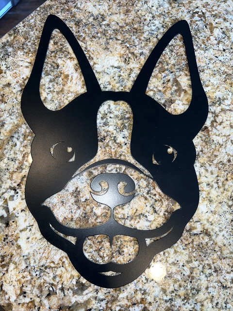 Boston Terrier metal wall art plasma cut decor gift idea powdercoated