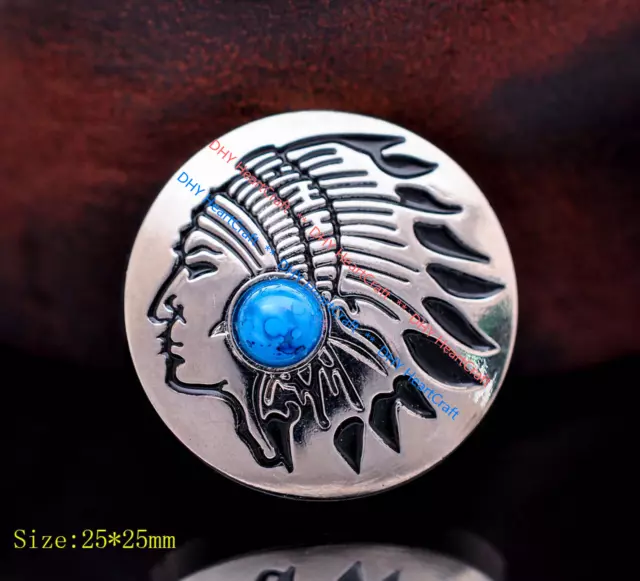 10X 1" Southeast Western Cowboy Indian Head Turquoise Leathercraft Belt Concho