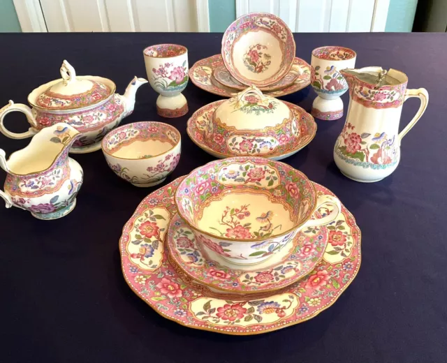 15 Pc  Vtg Minton Breakfast Set - B488 England  Bone China Rare Floral