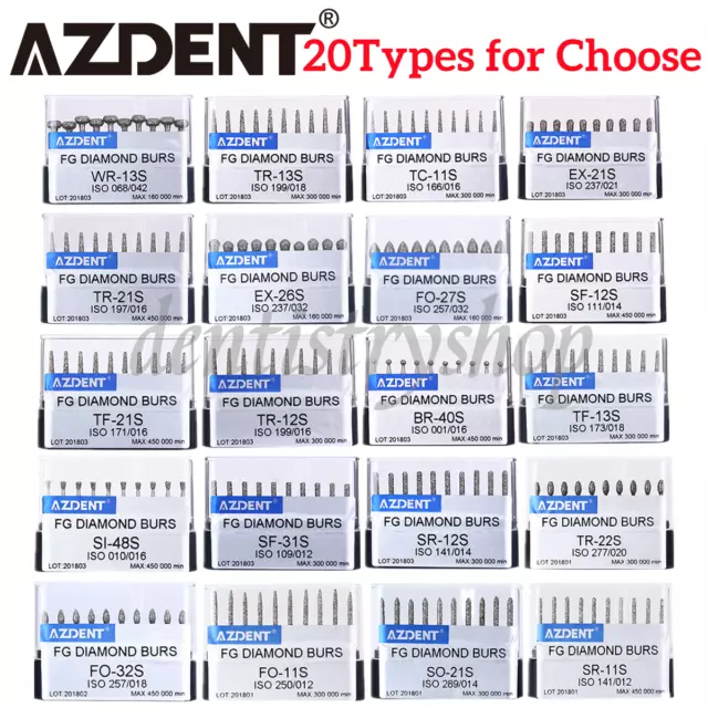 10pcs/box AZDENT Dental Diamond Burs Drills FG Burs for High Speed Handpiece