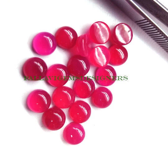 AAA calcédoine rose vif naturel 4mm Cabochon rond pierres précieuses en...