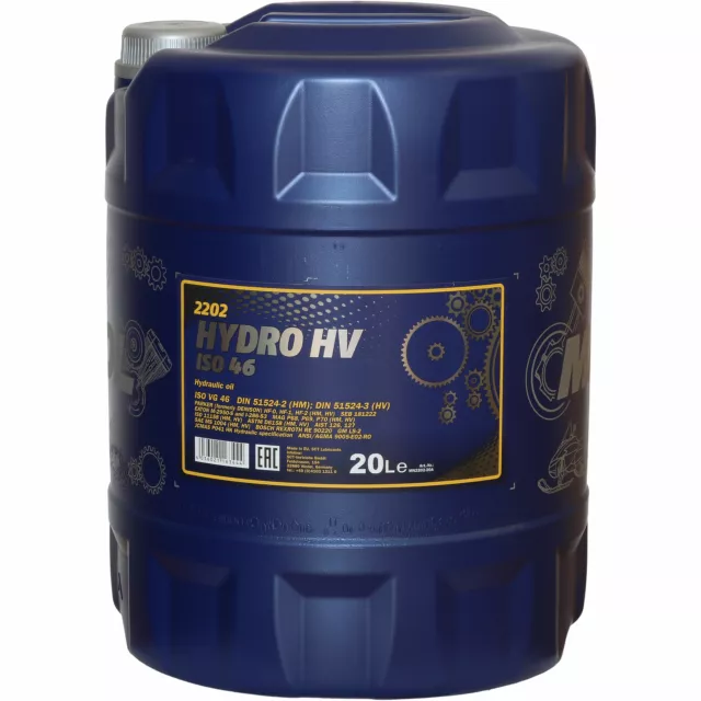 20 Litro Originale Mannol Olio Idraulico Hydro Hv Iso 46 din 51524 Olio