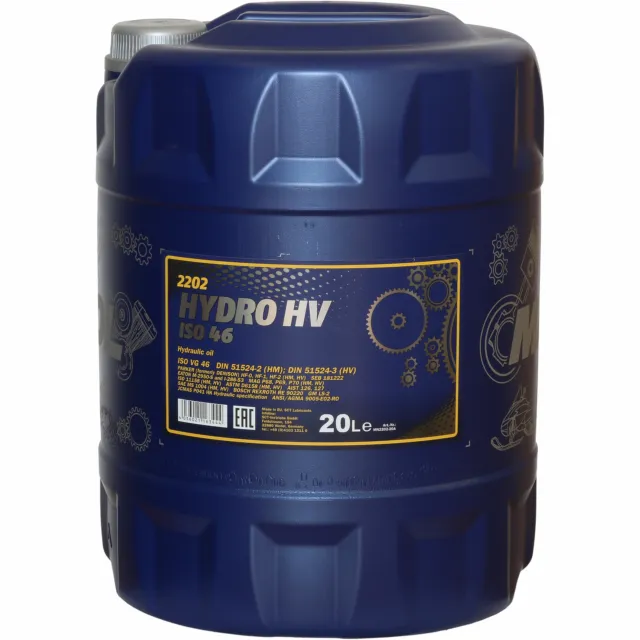 20 litri olio idraulico originale Mannol Hydro HV ISO 46 DIN 51524 olio