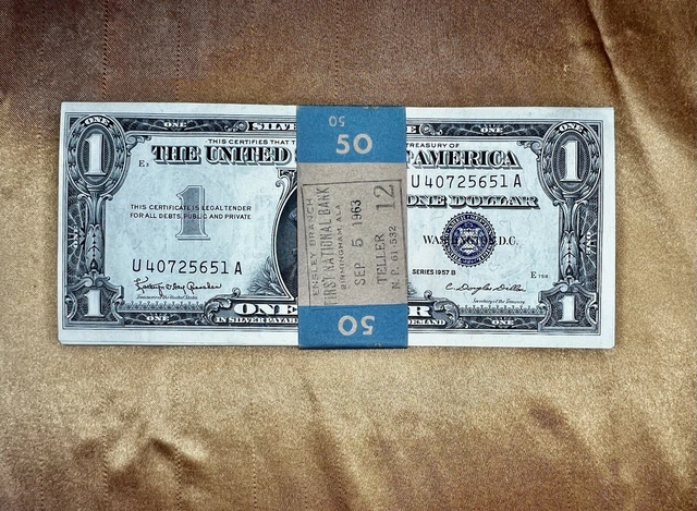 ✯ Consecutive GEM 1957 One Dollar Blue Seal Note Silver Certificate US Bill $1 ✯