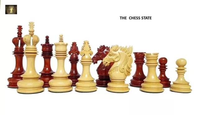 4.5" Carvers' Art Luxury Chess Pieces Only Set -Triple Weighted Budrose Wood 2