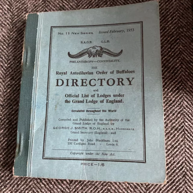 royal antediluvian order of buffaloes Directory issued February 1953