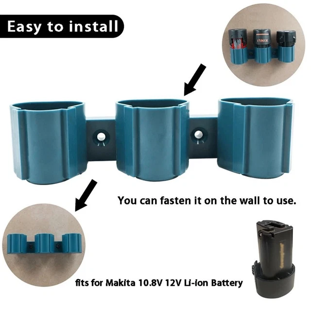 2 Supporti Parete Per Batterie Makita/Bosch/Milwaukee 12V - Portabatterie Da Muro Con Viti - Foto 11