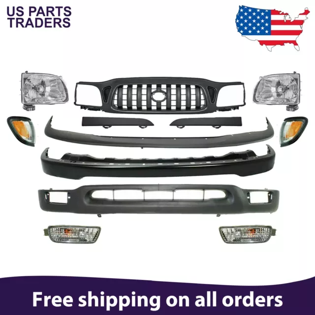 NEW FRONT BUMPER Kit Primed + Grille +Head Lights For 20012004 Toyota