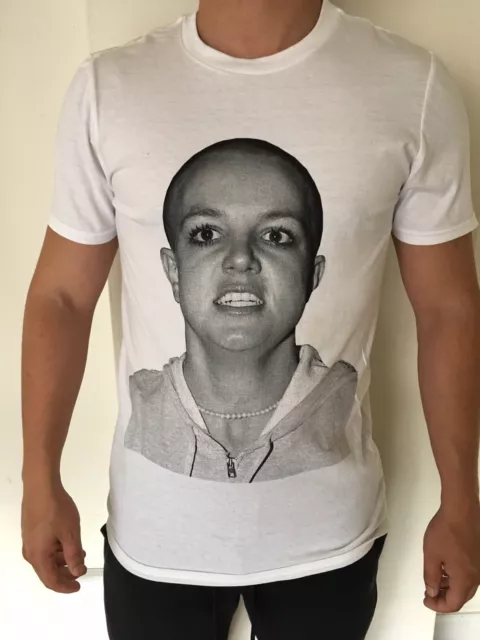 Calvo Britney Spears Camiseta Algodón Blanco Pequeño, Mediano, Grande, XL