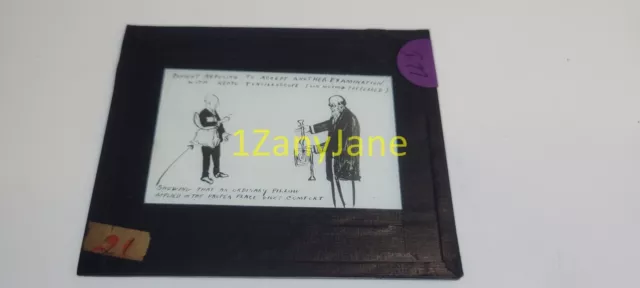 I77 HISTORIC Glass Magic Lantern Slide PATIENT REFUSING TO ACCEPT ANOTHER EXAM