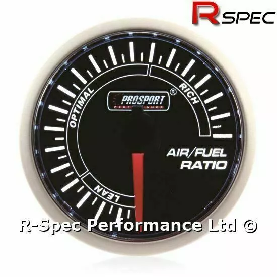 Prosport 52mm Smoked Super White Stepper Motor AFR Air Fuel Ratio Gauge Kit