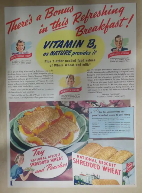 Nabisco Cereal Ad: War Time Shredded Wheat from 1941 Size: 11 x 15 inches
