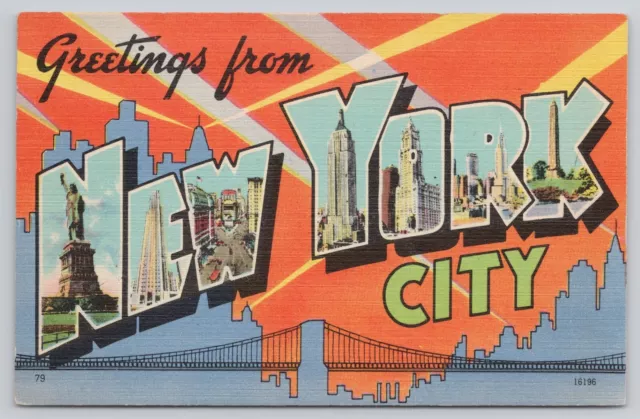 Postcard greetings from New York City, New York, large letter