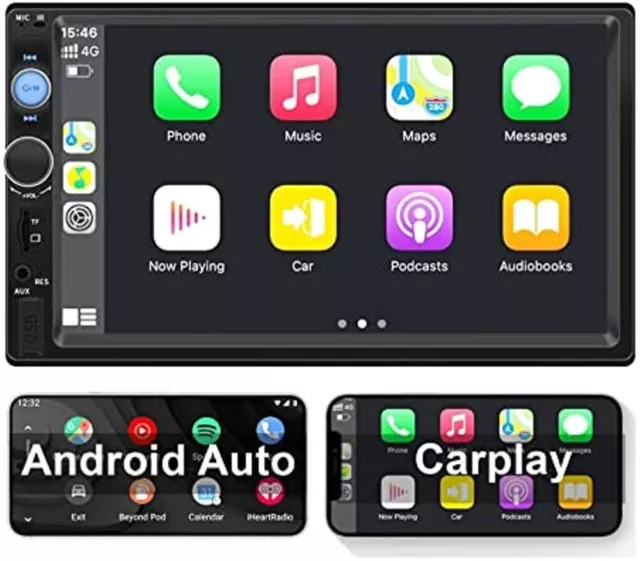 7" Double 2 Din Car Stereo Apple Carplay Android Auto Play Bluetooth FM Radio