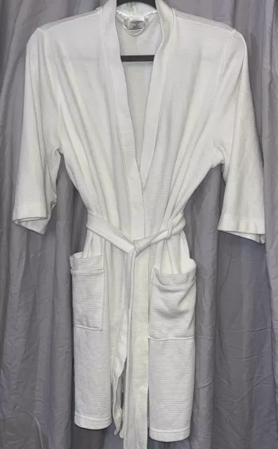 Croft & Barrow Bath Spa Robe White Medium Waffle Weave CottageCore GrannyCotton