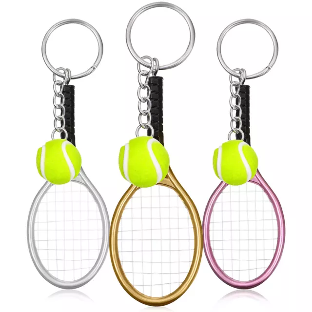 3 Pz Portachiavi Tennis Stile Sport Racchetta Tennis e Ciondolo Palla Portachiavi