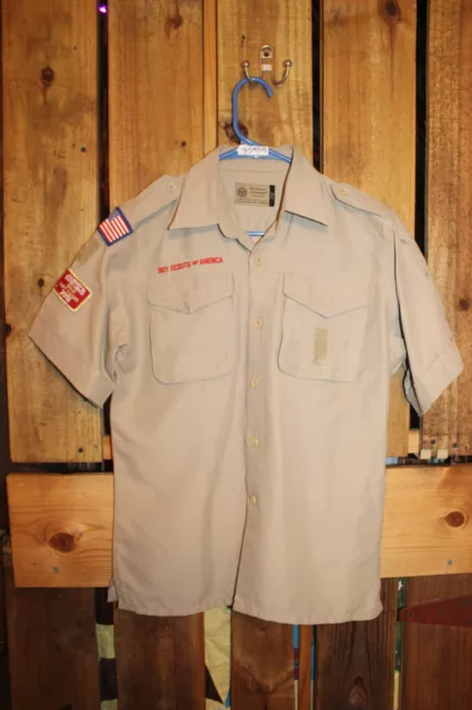 Boy Scouts of America Uniform Youth Shirt Vented Tan Microfiber Large