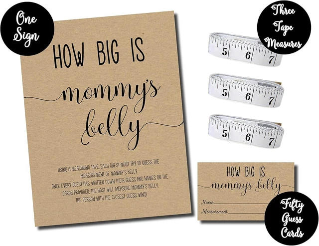 Baby In Bloom 'How Big Is Mommy's Belly' Game – Baby Shower Guess The Bump Game With Sign & 50 Cards