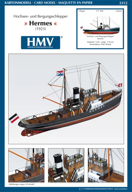 Kartonmodell Hochseeschlepper Hermes 1:250 HMV Hamburger Modellbaubogen Verlag