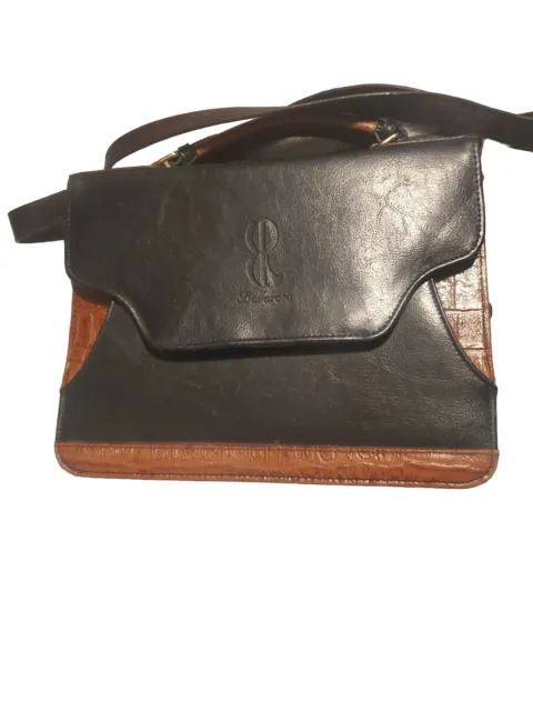 Vintage Bellerose Leather Purse HandBag Inner Divider Organizer Size Med. Black