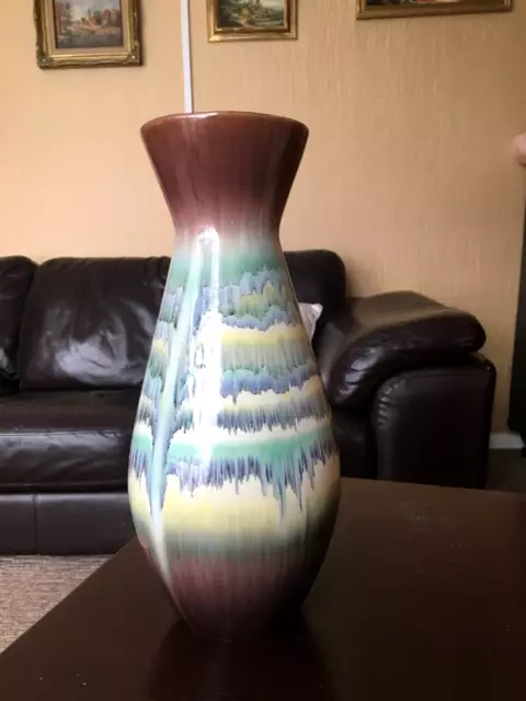 Mid Century 60s "Jasba Keramik" West German Drip Glaze Pottery Vase 104/35.