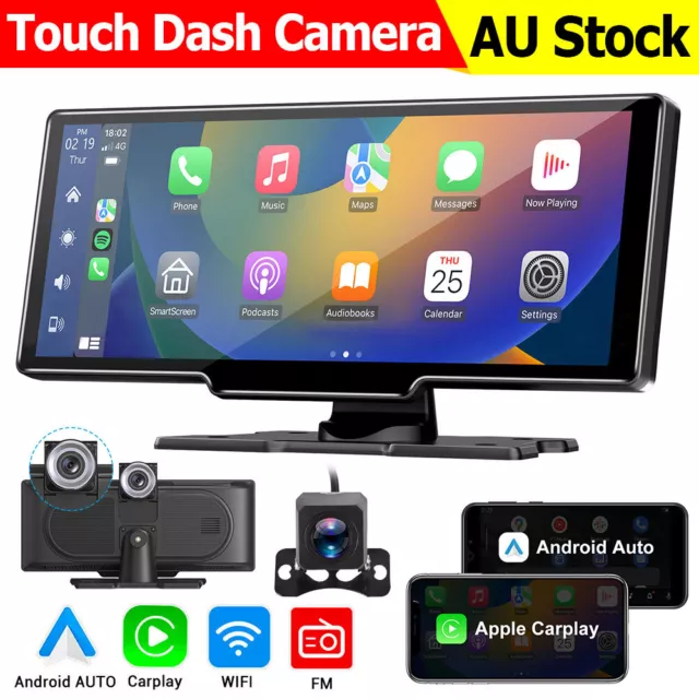 10.26 Inch 4K Dash Cam Car Stereo For Apple Carplay&Android Auto GPS+Rear Camera
