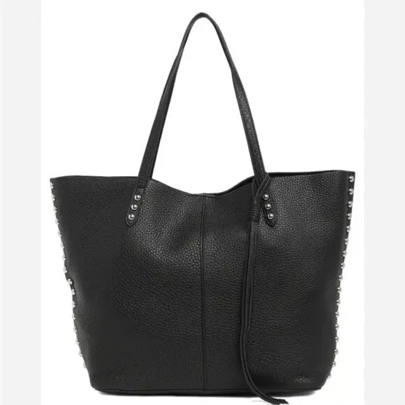 REBECCA MINKOFF Leather Unlined Tote Studded in Jet Black