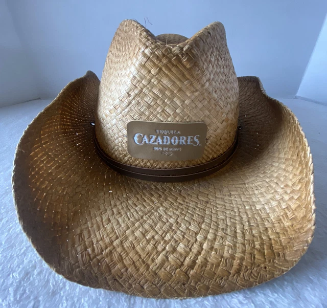 Cazadores Tequila Cowboy Hat Size Large Brown Raffia Party Beach Western Boho