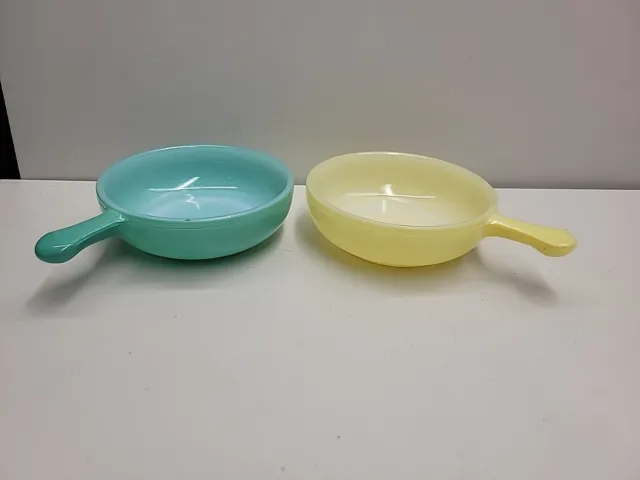 2 Vintage Glasbake Multicolor Soup Bowls