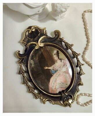 19Th CENTURY ANTIQUE PICTURE FRENCH PORTRAIT BRONZE FRAME VICTORIAN LADY