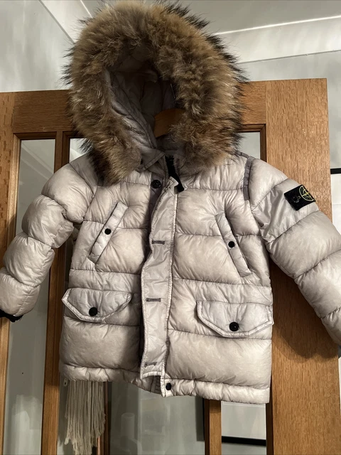 Stone island puffer shop jacket fur hood