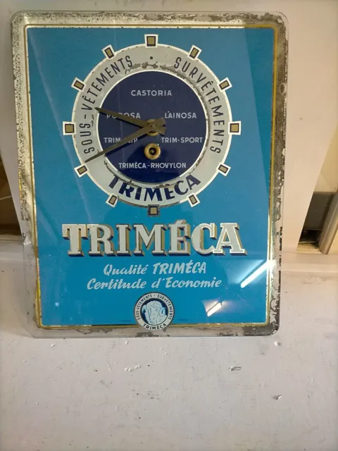 Ancienne Pendule Publicitaire En Verre TRIMECA