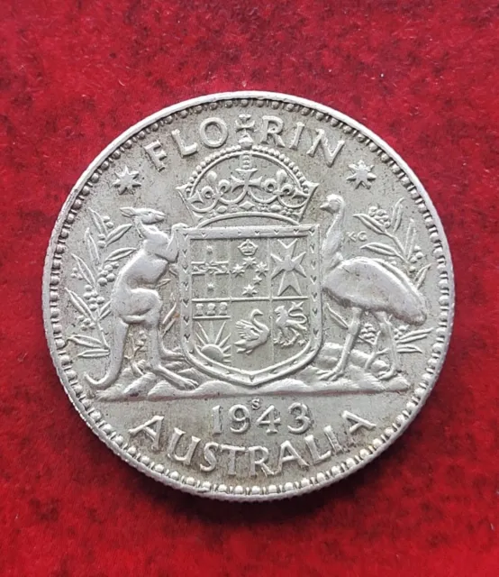 Australia 1943s Florin 0.925 Silver Coin Free Uk Post